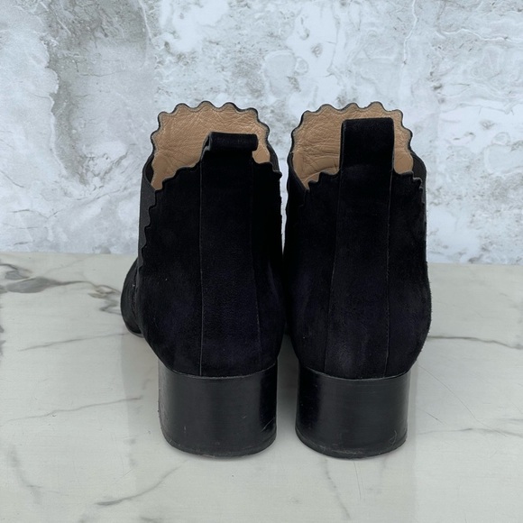 CHLOE Lauren Scalloped Suede Ankle Boot 37.1/2 - Picture 6 of 11